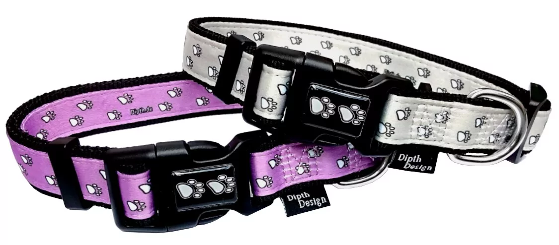 DipthDesign Hundehalsbänder Pfoten in zwei verschiedenen Farben