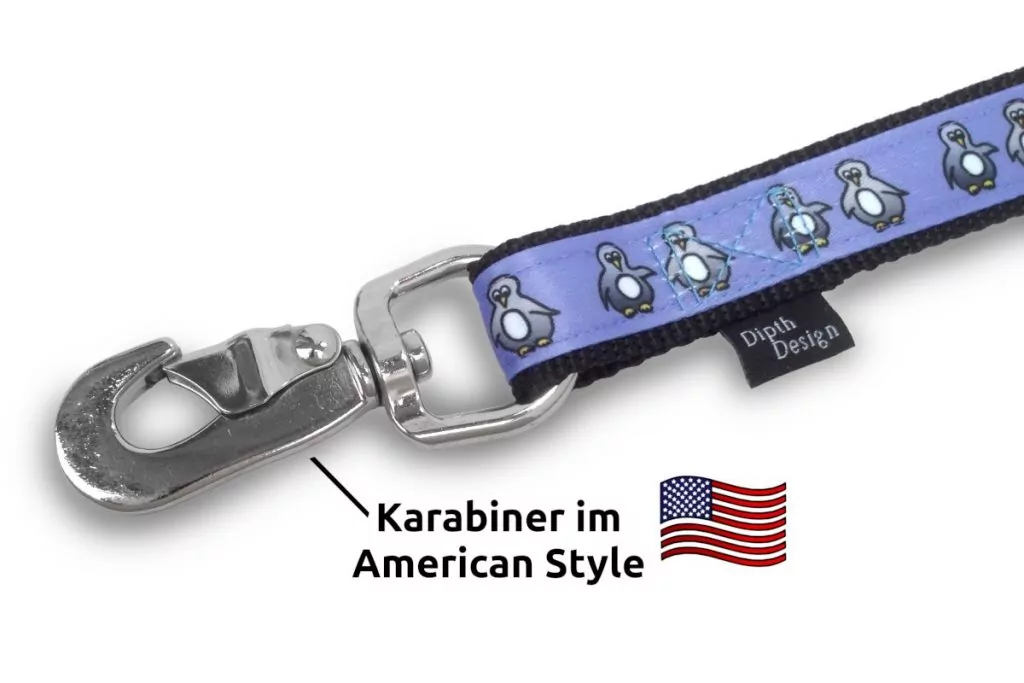 American Karabiner Leine Hundeleine Pinguin DipthDesign